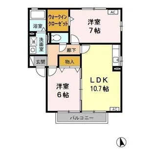 アンソレイユ D【2階】の間取り