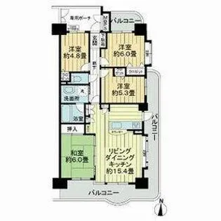 ライオンズガーデン植田中央【4階】の間取り