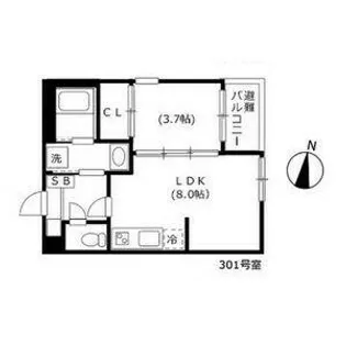 ハーモニーテラス旗屋【301号室】の間取り