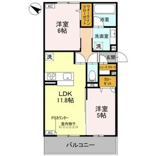 リヴェール京都桂【3階】の間取り