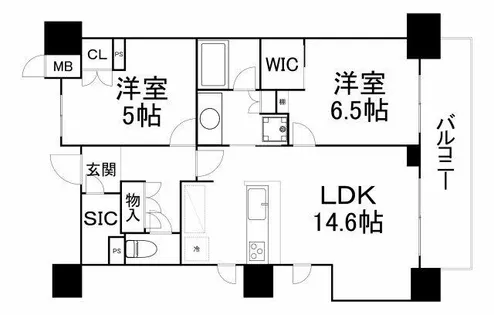 ザ パークハビオ天満橋【13階】の間取り