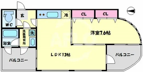 フェルザ今宮戎【7階】の間取り