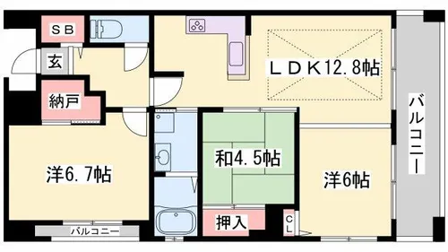 プレステージ姫路・サザンコンフォート【701号室】の間取り