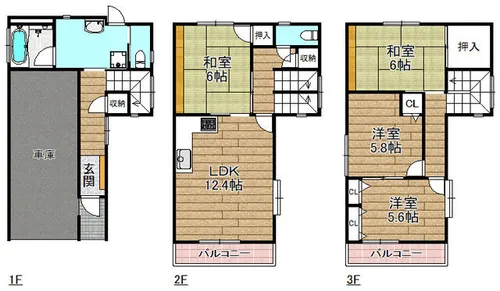 大阪府高槻市西之川原1丁目【一戸建】の間取り