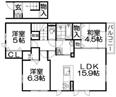 クレール桜木町【2階】の間取り