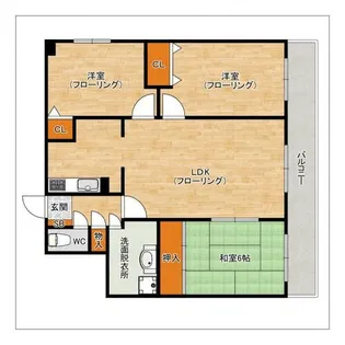 ブラッサムコート新宮【3階】の間取り