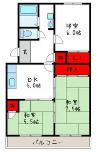 サンハイツ高安【1階】の間取り