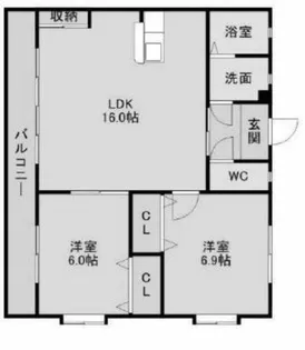 メゾン・ド・ジュネス(舳越町)【303号室】の間取り