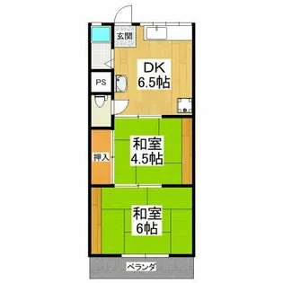 ブルースカイハイツB棟【1階】の間取り