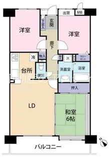 ディアヒルズ小倉井堀けやきガ丘参番館【3階】の間取り
