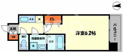 エスリードレジデンス大阪難波【7階】の間取り