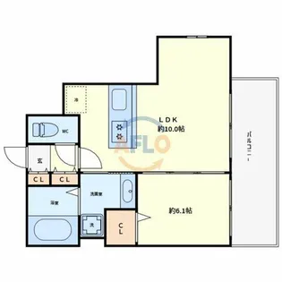 リアライズ長居公園通【1階】の間取り