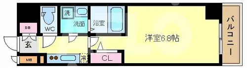 エスリード難波THE FIRST【12階】の間取り