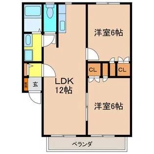 グリーンコートいちじまC【2階】の間取り