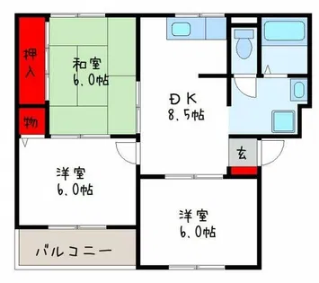 ニューリバーサイド八尾南B棟【1階】の間取り