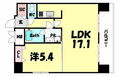 KDXレジデンス三宮【13階】の間取り