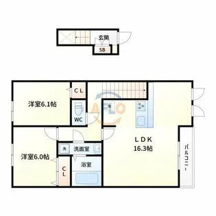 ロッヂえざかA【2階】の間取り