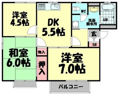 サンプレイス貝塚【2階】の間取り