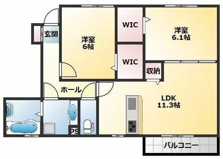 セントコリーヌA棟【1階】の間取り