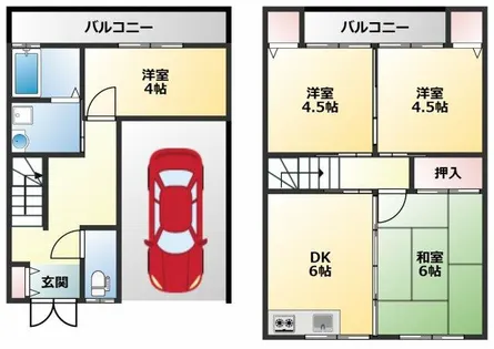 大阪府八尾市水越6丁目【テラスハウス】の間取り