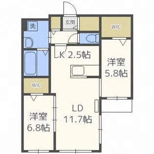 レジデンスパーク札幌北【2階】の間取り