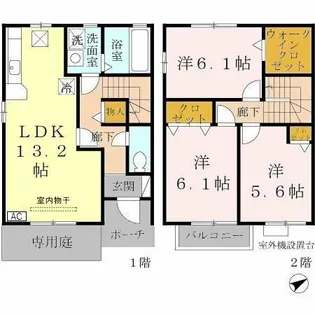兵庫県神戸市垂水区向陽2丁目【テラスハウス】の間取り