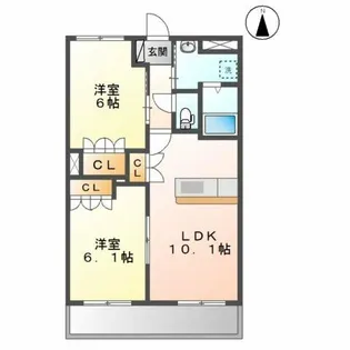 グランディール東海【2階】の間取り