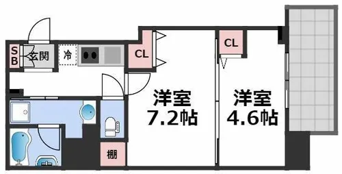 ヴィラ・セレーノ玉造本町【5階】の間取り