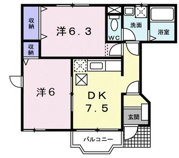 カルフールⅡ【1階】の間取り