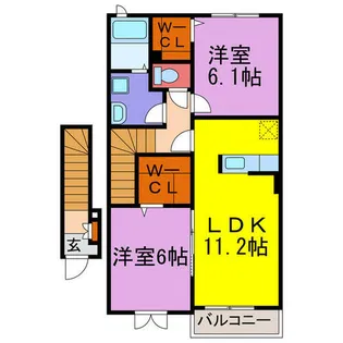 グランフィオーレA・B・C【A204号室】の間取り