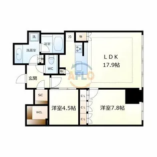 Brillia Tower堂島【20階】の間取り