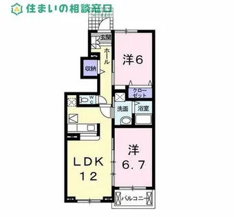 愛知県西尾市平坂町家下【アパート】の間取り