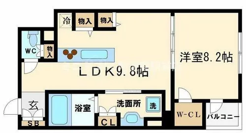 RIDGE北堀江(旧ルクレ北堀江)【1407号室】の間取り