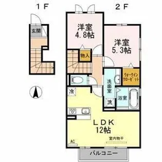 ペルテ飛鳥AB A棟【2階】の間取り