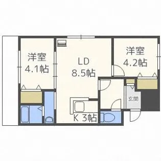 ブランシャール白石【4階】の間取り