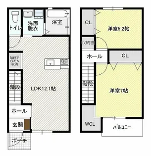 愛知県名古屋市中川区東起町2丁目【テラスハウス】の間取り