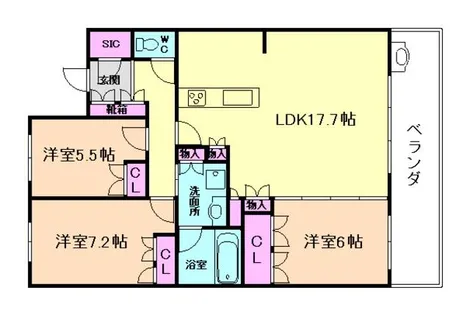 ザ・ライオンズ池田C棟【2号室】の間取り