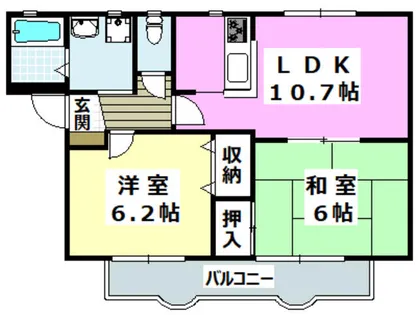 ラフォーレ弥生【102号室】の間取り