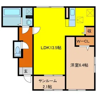 サニーヴィラB【1階】の間取り