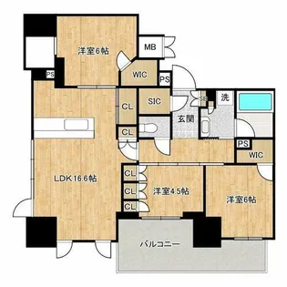 ジオタワー堺筋本町【14階】の間取り