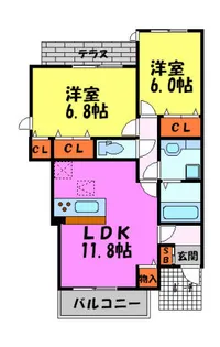 セブングレイス【102号室】の間取り
