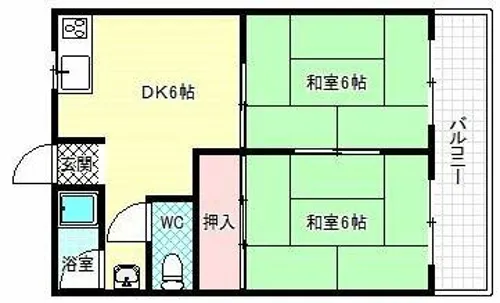間ハイツ【2階】の間取り
