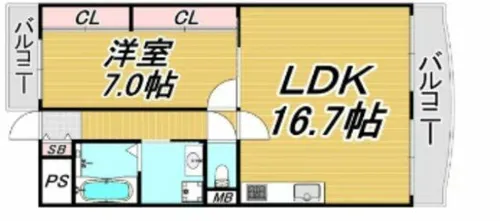 コンフォート谷町【7階】の間取り