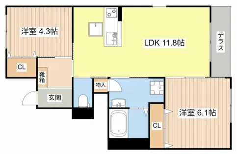 パルティールK【102号室】の間取り