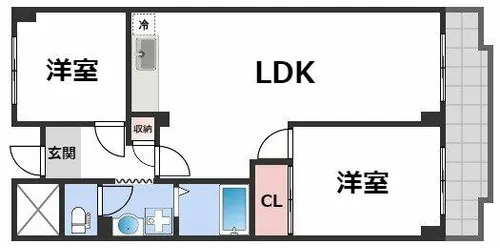 ヴィラスリースター鶴浜【2階】の間取り