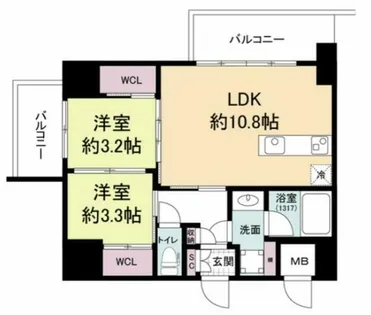 セレニテフラン難波【9階】の間取り