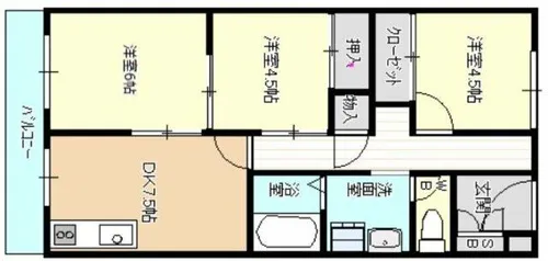 パックス楠【102号室】の間取り