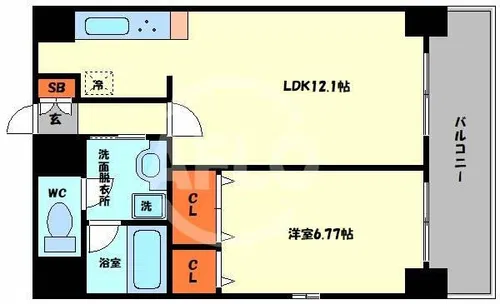 CityLifeクラウンハイム長堀通【9階】の間取り