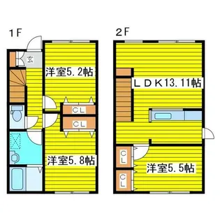 北海道札幌市東区北十一条東11丁目【テラスハウス】の間取り