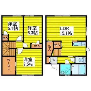 北海道札幌市東区北二十二条東18丁目【テラスハウス】の間取り